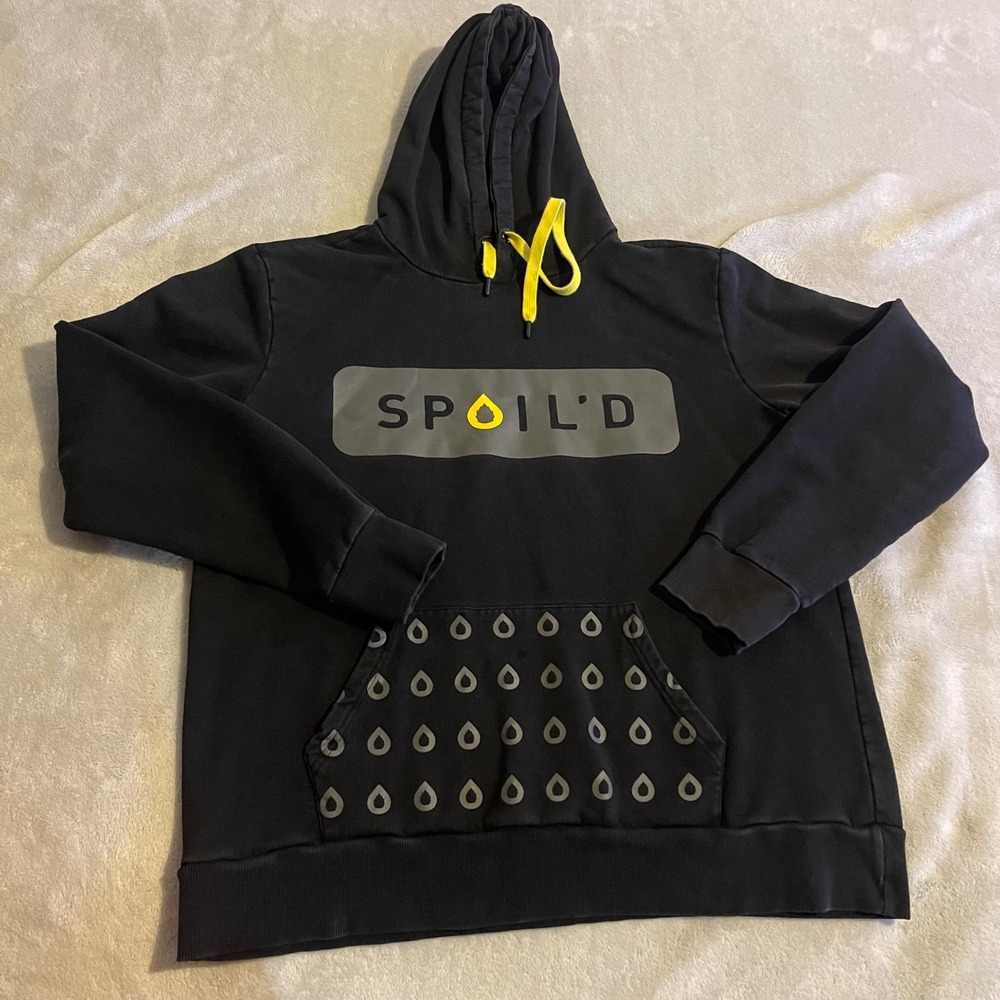 SPOIL'D Black Unisex 2XL Cotton‎ Blend Hoodie "Estd 2017" Graphic Print Casual